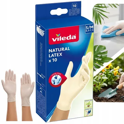 Zdjęcie produktu dla Rękawice lateksowe Vileda Natural Latex S/M 10 szt.