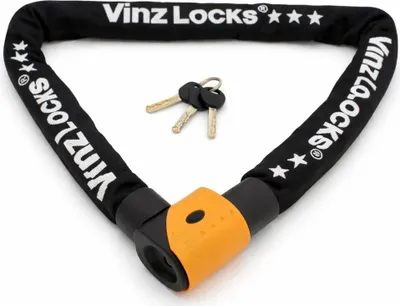 Produktbild von VINZ Jannu Kettenschloss ø10mm | ART 3 Zertifikat | Schloss für Roller E-Scooter Motorrad Moped E-Bike & hochwertiges Fahrrad | sicheres Rollerschloss Motorrad Kette | 100-200 cm (120cm)