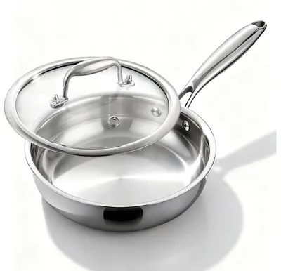 Bratpfanne 22 cm, 5-lagig, Edelstahl, mit Deckel, uncoatiert