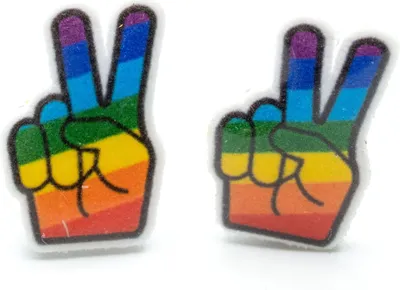 Produktbild von Peace Zeichen Ohrstecker Stecker Miniblings Frieden Regenbogen Pride bunt LGBTQ+