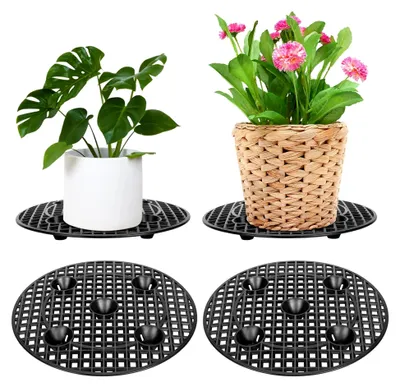 Produktbild von 4 x Pflanzenständer, großer Pflanzgefäßhalter, strapazierfähig, für Innen- und Außenbereich, Garten, Terrasse, Blumentopf-Ständer, 30 cm Durchmesser