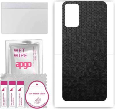 Produktbild von apgo Rückseite Schutzfolie, Skin, kompatibel mit Motorola Moto G42, Hinten Displayschutzfolie aus Vinylfolie, kratzfest, einfache Montage - Schwarze Honigwabe
