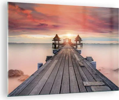 Produktbild von Bilder auf glas - Einteilig - Brücke Holz Spaziergang - 70x50cm - Glasbilder - Wandbilder - Bilder - zum Aufhängen bereit - Wanddekoration aus Glas - Glas Bilder - Wandbild auf Glas - GAA70x50-4916