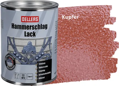 Produktbild von OELLERS Hammerschlaglack Kupfer 1L – 3in1 Metallschutzlack mit Rostschutz | Effektlack für Metall innen & außen | wetterfest & strapazierfähig