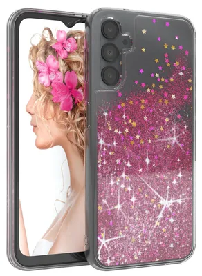 Produktbild von EAZY CASE - Glitzer Hülle kompatibel mit Samsung Galaxy A14 5G Glitzer Schutzhülle, Soft Case, Backcover Transparent mit Motiv
