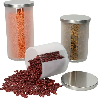 Produktbild von 3tlg Set Avar Vorratsdose 1,3L 1L 600ml rund Glasbox mit Metalldeckel Behälter