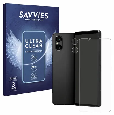 A product shot of a smartphone screen protector packaging and a smartphone with screen protectors.