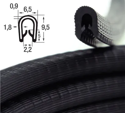 Produktbild von KS1-2S-POM Kantenschutzprofil NICHT ROSTEND schwarz Klemmbereich 1-2 mm Maße 9,5x6,5