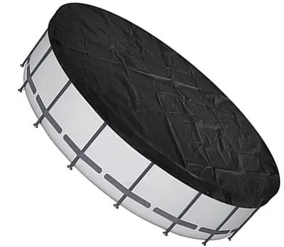 Produktbild von Runde Poolabdeckung, 160 x 30 cm, wasserdicht, 210D-Oxford-Gewebe mit Kordelzug, UV-Schutz, Staubschutz für Haustier-Pools, runde Tische und Gartenmöbel, Schwarz