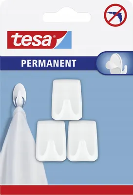 Image de Crochets Adhésifs Tesa Blanc Rectangulaires Fixation Adhésive Permanente Sans Percer - Tesa
