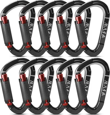 Produktbild von Kletterkarabiner-Set, 3 Stück, UIAA-, 25 kN, Selbstschloss, Karabinerklemmen für Seile, Schaukeln