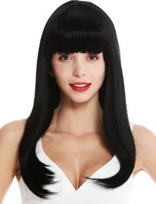 Produktbild von WIG ME UP Perücke lang glatt schwarz Pony MA116-1