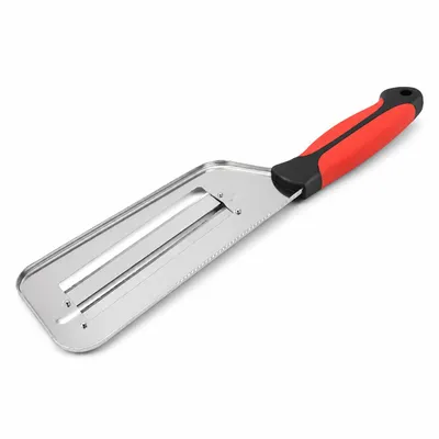 Produktbild von Edelstahl Gemüseschneider mit Doppelklinge, Sparschäler, Krauthobel & Gemüsereibe für Kohl & Karotten, Schwarz-Rot