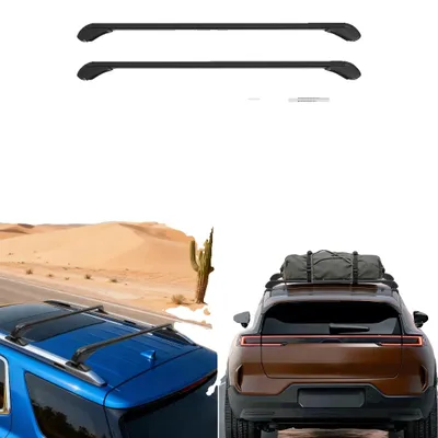 Imagen del producto de Soportes para portaequipajes, barra transversal, aluminio, capacidad de carga de 45 kg, compatible con canalones de 110-114 cm, compatible con ventanas de 124-134 cm, universal para coches de 4 o 5 puertas