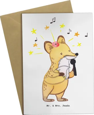 Produktbild von Mr. & Mrs. Panda Grußkarte Sängerin Herz - Weiß - Geschenk, einladungskarten, genesungskarte, vatertagskarte, weihnachtskarten, Grußkarten