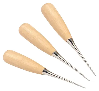 Produktbild von Lederahle mit Holzgriff, Prickelnadel, Handarbeitslocher für Leder (3 Stück)