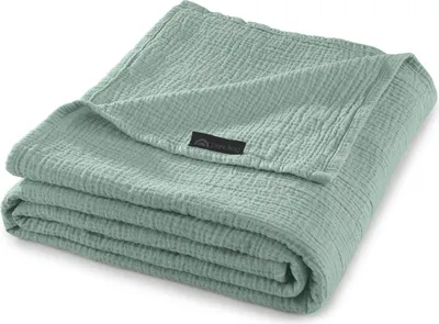 Produktbild von pure hug Musselin Wohndecke Kuscheldecke 150 x 200 cm Matcha Gruen