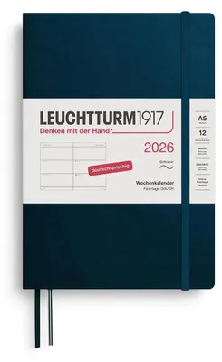 Zdjęcie produktu dla LEUCHTTURM1917, kalendarz tygodniowy Medium (A5) na rok 2026, 12 miesięcy, okładka miękka, kolor Dee