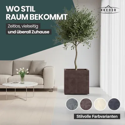 Produktbild von XL Pflanzkasten „Millennium“ 49x49x49 cm - 80L Volumen - Braun - Rollbar - Wetterfester Pflanzkübel für Garten, Balkon & Terrasse