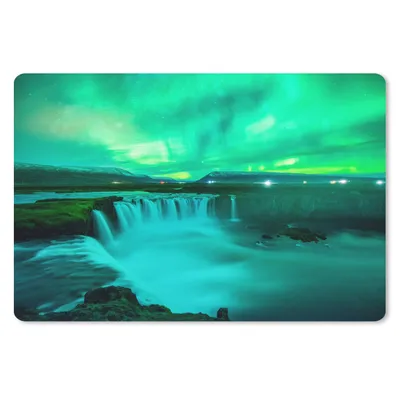 Produktbild von MuchoWow® Mauspad Mousepad Wasserfall - Island - Nordlichter 27x18 cm - Mousepads - Maus Mat - Pad - Mausunterlage - Büroartikel - Desk Matten