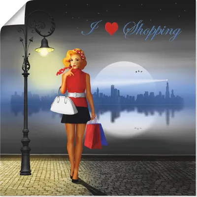 Produktbild von ARTland Poster Ich liebe Einkaufen Größe: 40x40 cm