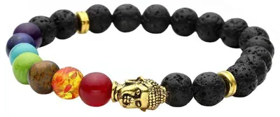 Produktbild von Chakra-Armband mit Buddha-Detail - Schwarz