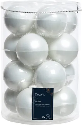 Produktbild von Weihnachtskugeln Glas 8cm 16 Stück - Winterweiss