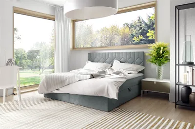 Produktbild von Boxspringbett Schlafzimmerbett 200x220cm LAZARO Nr.5 Grau inkl. Bettkasten