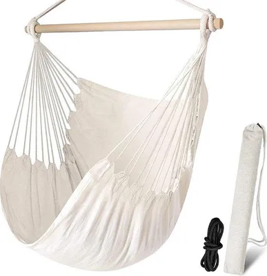 Produktbild von Famanu Hängestuhl Großer Hängestuhl Relax Hängesessel Baumwollgewebe für Komfort und Langlebigkeit - Ideal für Innen/Außen