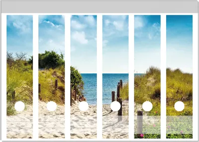 Produktbild von Wallario Ordnerrücken Sticker, selbstklebend für breite Ordner, 6 Stück, Motiv Auf dem Sandweg zum Strand