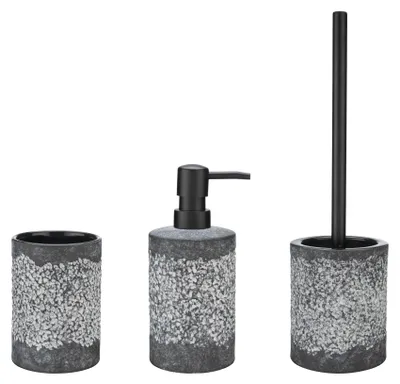 Produktbild von WENKO Bad-Accessoire Set Mod. Anfo Grau, 3-teilig, aus hochwertiger Keramik