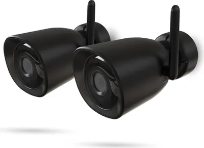 Produktbild von Calex Smart Security Außenkamera, 2K, WLAN & 2-Wege-Audio, Schwarz, 2er Pack