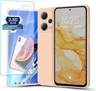 Produktbild von Hülle für Xiaomi Redmi Note 12 Pro 5G mit 9H Displayglas Displayschutz Plus Case Cover Bumper Silikon Softgrip Schutzhülle Farbe: Rosa
