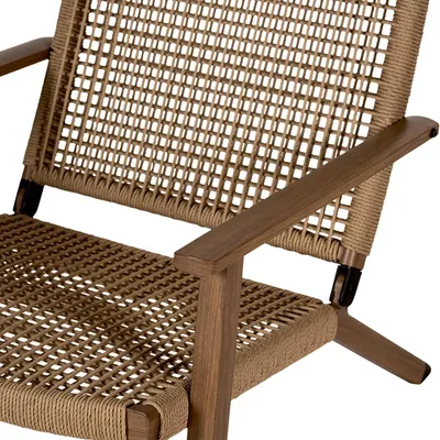 Image de Chaise de jardin - Fauteuil de jardin - Chaise d'extérieur - Fauteuil lounge - Chaise de balcon - Bois et rotin