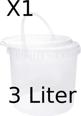 Obrázek produktu pro BenBow kbelík s víkem 3L x1 Transparentní - bezpečný pro potraviny, stabilní, vzduchotěsný, nepropustný, bez zápachu - plastový kbelík s rukojetí - prázdný
