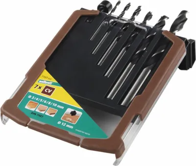 Obrázok produktu pre wolfcraft 6 vrtákov do dreva, v krabici Ø 3,0-10,0 mm + 1 záhlbník