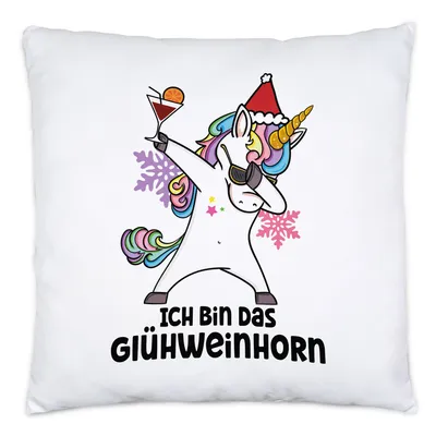 Produktbild von Glühweinhorn Kissen Advent Weihnachten Winterzeit Weihnachtsmarkt Glühwein Alkohol Punsch Schnee Kälte