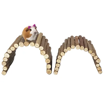 Produktbild von Meerschweinchen Holzleiter Brücke Kaninchen Versteck Haus Tunnel Nagetiere Spielzeug für Hasen Chinchillas Groß + mittel