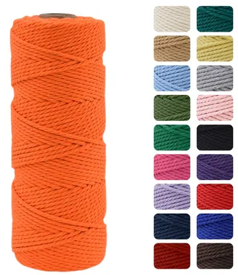 Zdjęcie produktu dla Sznurek do makramy, 3 mm, 100 m, pomarańczowy, do rękodzieła i projektów DIY