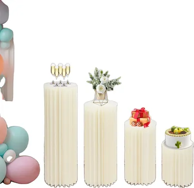 Image de Jeu de supports cylindriques pliables, design blanc élégant, grande capacité de charge, variations de taille polyvalentes