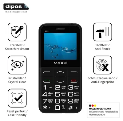 Produktbild von 2x Schutzfolie für Maxvi B231 - Anti-Shock 9H Folie dipos Glass Kunststoffglas