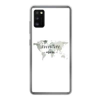 Produktbild von MuchoWow® Handyhülle Schutzhülle Hülle für Samsung Galaxy A41 Weltkarte - Grau - Zitate Silikon Softcase Handy Hülle - Mobiltelefon