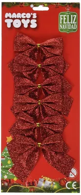 Rote Glitzer-Schleifen, 6 Stück, Weihnachtsdeko