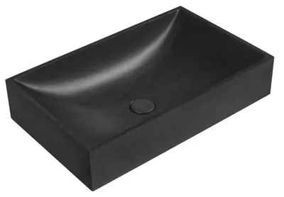 Productafbeelding van Sapho TARANT wastafel met overloop, 58x36 cm, zwart graniet