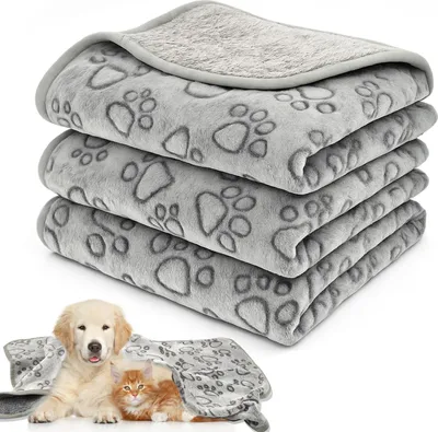 Produktbild von 3 Stš¹ck Hundedecke, 76 x 52 cm Katzendecke Flauschig Sofa, Weiche Fleece Hunde Decke Waschbar, Haustier Decke Grau fš¹r Kleine und Mittelgro?e Hunde, Katzen Kuscheldecke