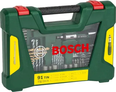 Produktbild von V-Line TiN-Bohrer- und Bit-Set, 91-teilig, Ratschen-Schraubendreher, Magnetstab