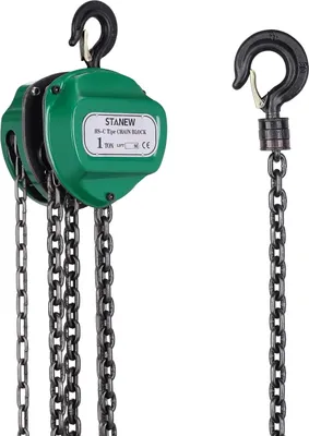 Produktbild von STANEW Kettenzug mit 1000 kg Tragfähigkeit, Handkettenzug mit Stabilem Haken, 5M Hubhöhe, Robuste G80-Stahlkette für leichtes Heben, Flaschenzug, Grün