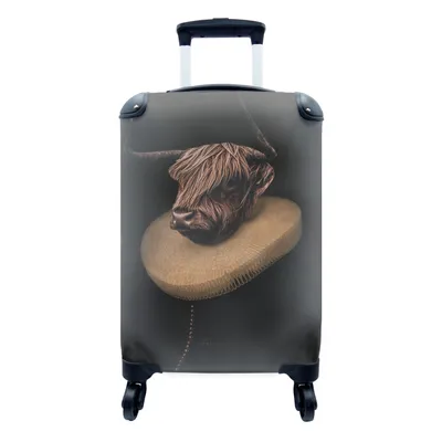 Produktbild von MuchoWow® Koffer Handgepäck Trolley Rollkoffer Kleine Reisekoffer mit 4 Rollen - Alte Meister - Tiere - Schottischer Highlander - Cabin Size < 55x40x23 cm & 55x40x20 cm - Fotokoffer - Kabinenkoffer - Boardgepäck - Reise-Box - Reisekoffer - Reisegepäck - Koffer mit Bild - Trolley für Kinder