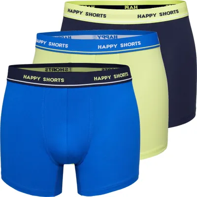 Immagine prodotto di Happy Shorts boxer da uomo, confezione da 3 pezzi - maglia retrò, logo in vita blu/verde S