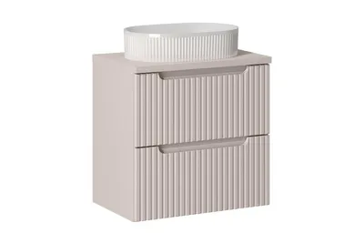 Produktbild von Badmöbel-Set Mit Arbeitsplatte 60 cm Aufsatzwaschbecken & Unterschrank (60 cm 2 Schubladen) , Nova Cashmere N BM159 - Kaschmir/Matt